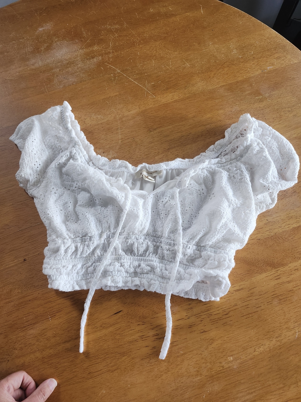 🤍 Monteau Los Angeles White Eyelet Peasant Crop Top, Bohemiam Boho Festival